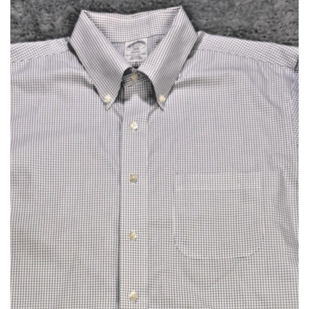 Brooks Brothers Regent Shirt 17 32/33‎ Blue Gingham Plaid Non Iron Button Down